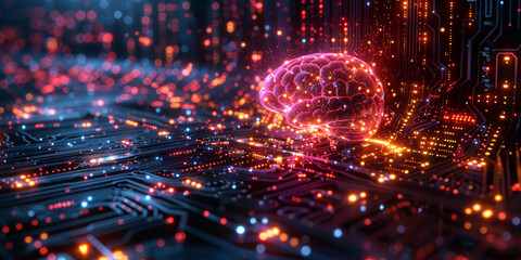 Obraz premium Digital background for tech, AI, neural networks, data, audio, graphics