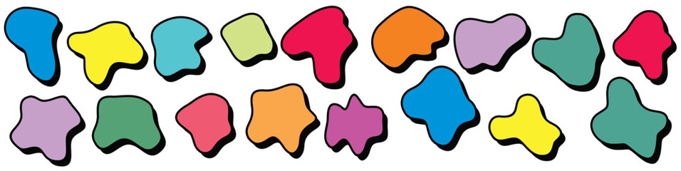 Random abstract liquid organic colorful irregular blotch shapes flat style colorful funky design shape template for presentation design, flyer 