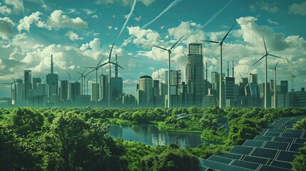 Futuristic Green Energy Cityscape