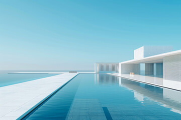 Modern buildings by the lake.Empty architectural background.
