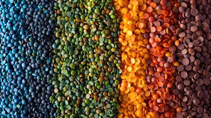 Colorful Rainbow of Coated Sweets Display in Gradient Order