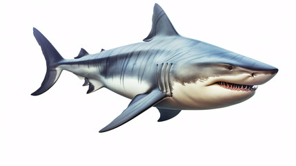 Realistic Illustration of a Great White Shark on White Background