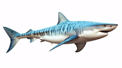 Fototapeta premium High-Resolution Illustration of a Great White Shark with Detailed Markings on White Background