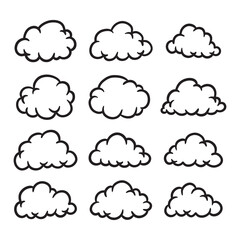 Set of cloud illustration vector