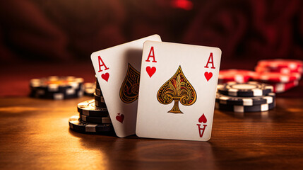 playing cards two aces, poker