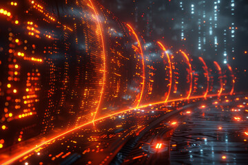 Obraz premium Digital background for tech, AI, neural networks, data, audio, graphics