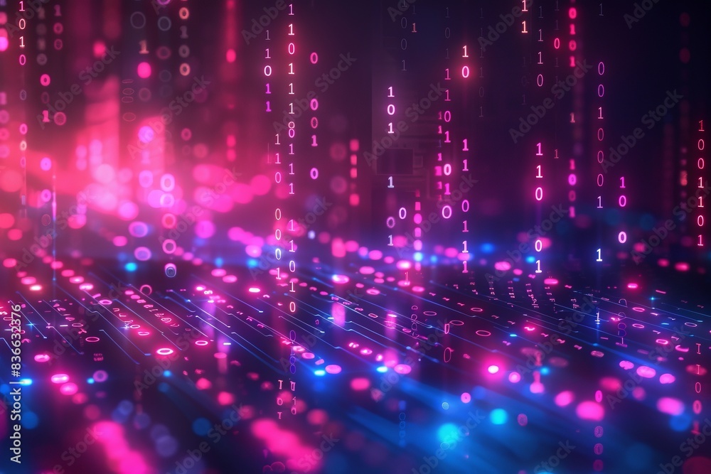 Wall mural digital binary technology background created with generative ai
