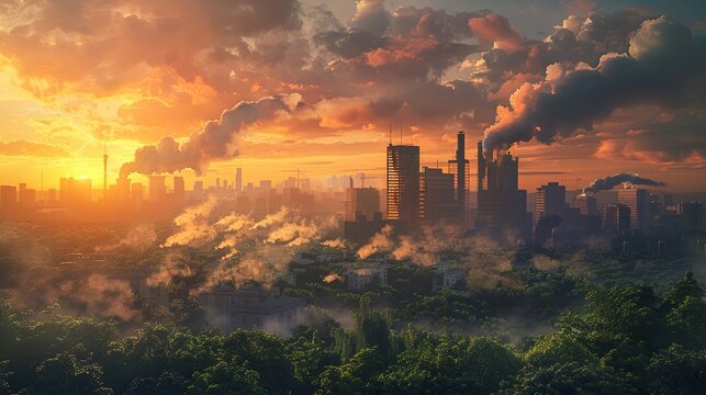 Detailed medical diagram illustrating the correlation between environmental pollution and skin diseases, stressing the need for environmental stewardship