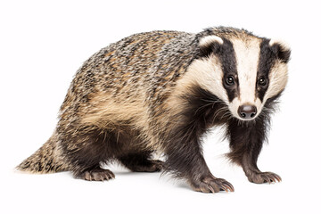 Fototapeta premium Wild badger on white studio background