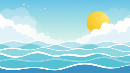 青い空と波のイラスト