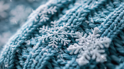 Close-Up Shot of Snowflakes on Mittens