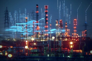 Illustration of Continuously monitoring operational data to detect anomalies, optimize performance, and ensure safety in industrial plants. Ai Generate.