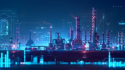 Illustration of Continuously monitoring operational data to detect anomalies, optimize performance, and ensure safety in industrial plants. Ai Generate.