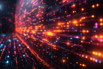 Naklejka premium Digital background for tech, AI, neural networks, data, audio, graphics