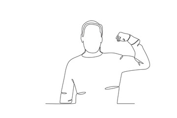 Single continuous line drawing of a grandfather who lifts muscles, elderly people_s day concept. One line draw design vector illustration
