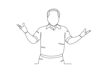Single continuous line drawing of a happy grandfather, elderly people_s day concept. One line draw design vector illustration
