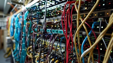 data server cables in technology center room
