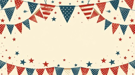 Template featuring an American flag bunting and space for a family gathering announcement.