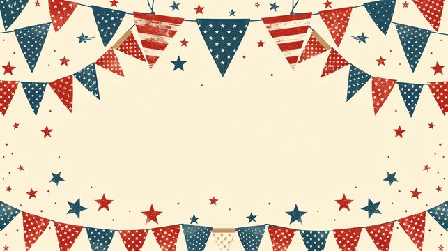 Template featuring an American flag bunting and space for a family gathering announcement.