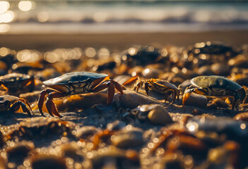 Fototapeta premium Close-up with a crab on the seashore