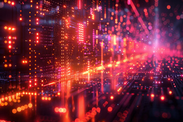 Obraz premium Digital background for tech, AI, neural networks, data, audio, graphics