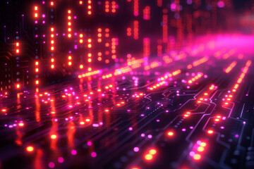 Obraz premium Digital background for tech, AI, neural networks, data, audio, graphics
