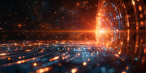 Fototapeta premium Digital background for tech, AI, neural networks, data, audio, graphics