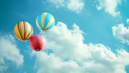 Up, Up, and Away: Vintage Striped Helium Balloons Soaring into the Summer Sky