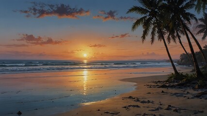  Bring to life the tranquility of a secluded beach at dawn through your painting ai_generated