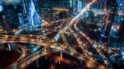 Obraz premium An aerial view of a massive highway network