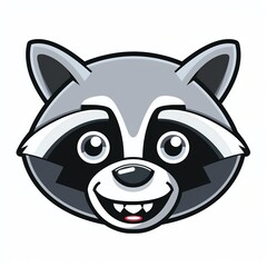 Cute cartoon raccoon face with a happy expression.