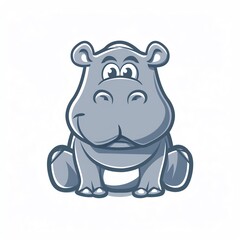 Fototapeta premium Cute cartoon illustration of a smiling hippopotamus.