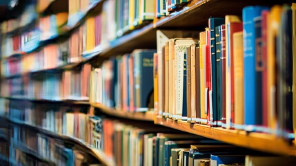Books in shelves in a library