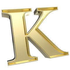 K Font Gold 3D Rendering
