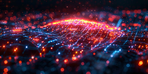 Obraz premium Digital background for tech, AI, neural networks, data, audio, graphics