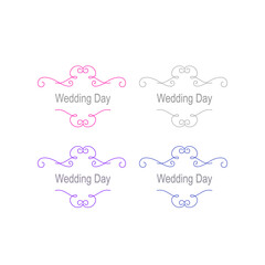 Wedding Day Ornamental Luxury Labels Set isolated on White