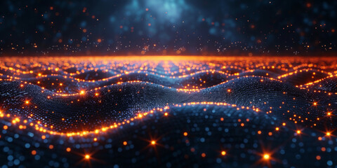 Obraz premium Digital background for tech, AI, neural networks, data, audio, graphics