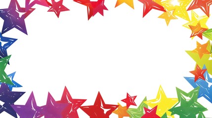 Border with overlapping stars in rainbow colors