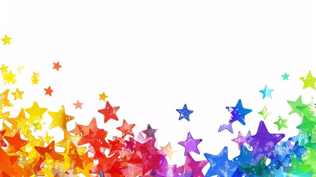 Border with overlapping stars in rainbow colors