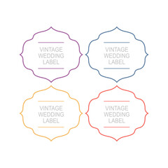 Wedding Day Ornamental Luxury Labels Set isolated on White