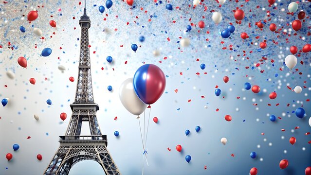 Joyous Bastille Day Celebration. Perfect for: Bastille Day events, French cultural festivals, Greeting cards, event posters, social media banners. - Powered by Adobe