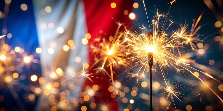 Bastille Day Sparklers: Celebrating with the French Flag. Perfect for: Bastille Day celebrations, French national holidays, Event promotions, social media posts, holiday-themed advertisements.