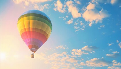 Obraz premium Chasing Dreams: A Vibrant Hot-Air Balloon Soars in the Summer Sky