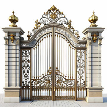 recommend clip art: Decorative wrought-iron fence with gate