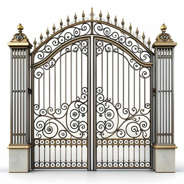 recommend clip art: Decorative wrought-iron fence with gate