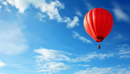 Fototapeta premium Blazing Red Balloon: A Summer Morning Spectacle