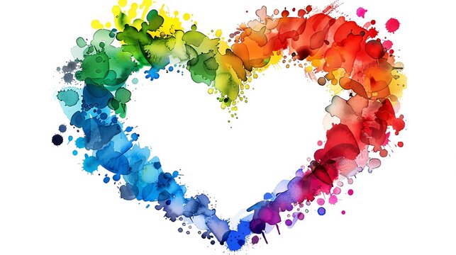 Heartshaped border filled with rainbow colors