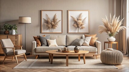 modern living room with Wall picture frame
