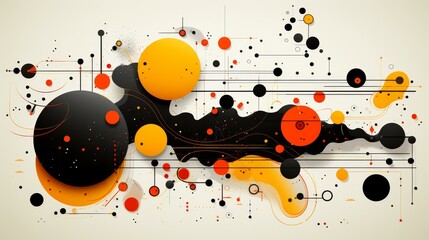 Obraz premium Expressive abstract illustrations with bold lines and organic shapes, featuring high detail and flat texture.