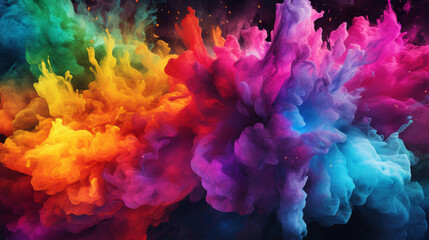 Fototapeta premium Vibrant tie and dye illustration with bold lines, flat texture, and high detail, featuring dynamic shapes and abstract designs.